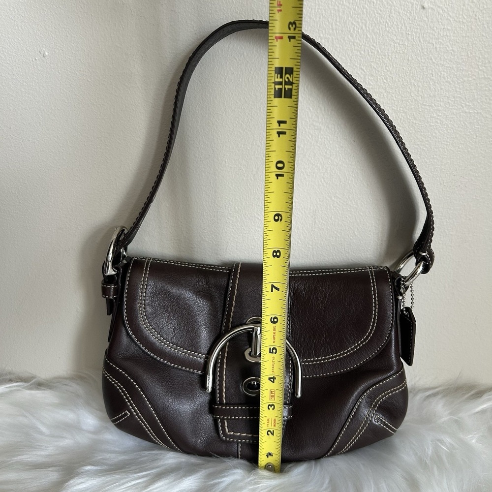 Coach Soho Dark Brown Leather Flap Buckle Shoulder Bag 10910 Mens Womens - Picture 8 of 10